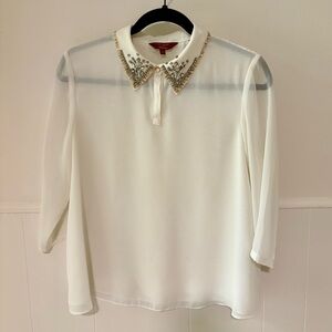 Ted Baker White Blouse with Gold Embellished Collar